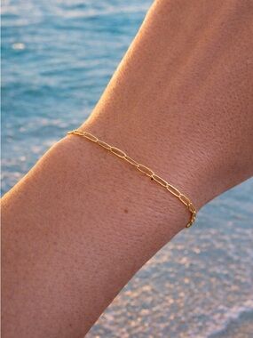 2.2mm Gold Flat Paperclip Chain Custom Bracelet